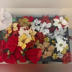 Ornamental Stone Holiday Poinsettia Collection - Red, Gold, Silver